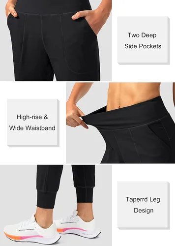 Vista 4 de Soothfeel - Pantalones deportivos de cintura alta para mujer, con bolsillos con cremallera, ideales para entrenamiento, yoga, deportes