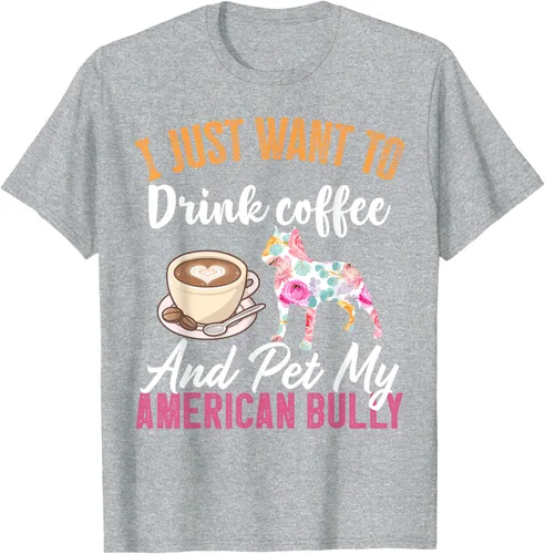 Vista 7 de I Just Want to Drink Coffee and Pet My American Bully Camiseta, Negro, S