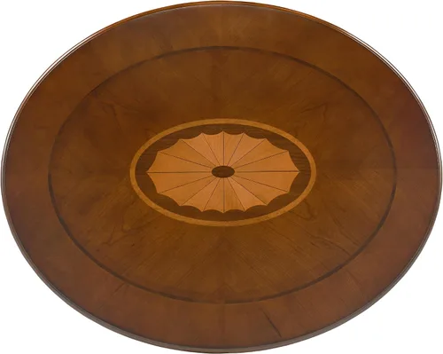 Vista 4 de PADMA HOUSE Mesa auxiliar ovalada de madera tradicional con cajón, mesa auxiliar de sofá para sala de estar con acabado de cera de abeja con estante