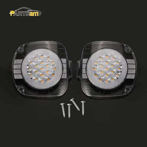 Vista 6 de Partsam Par de 19 luces LED ámbar de señal de giro delanteras, lámparas de esquina con lente transparente de repuesto para Freightliner Century