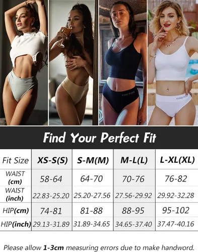 Vista 4 de FINETOO Paquete de 4 tangas de cintura alta para mujer ropa interior transpirable suave elástica nailon elastano sin costuras laterales