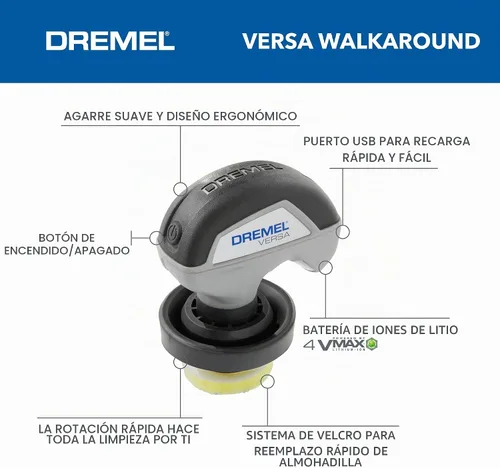 Vista 3 de Kit de Limpieza con Cepillo Eléctrico Giratorio Dremel Versa Power con 5 Esponjas de Limpieza Scrub Daddy - Limpiador Eléctrico Inalámbrico