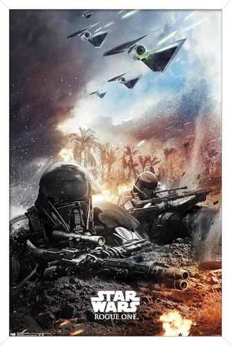 Vista 13 de Trends International Star Wars: Rogue One - Póster de pared de trinchera, 14.725 x 22.375 pulgadas, versión enmarcada de madera de granero Versión