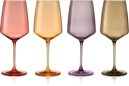 Vista 6 de Viski Reserve Nouveau - Copas de vino coloridas, cristalería de cristal para vinos tintos y blancos, vasos con tallo para regalos de boda