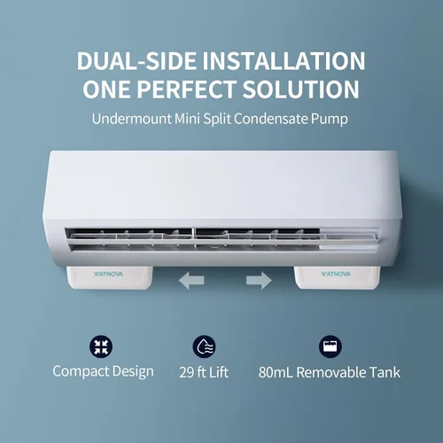 Vista 4 de WATNOVA Bomba de condensado HVAC, 100/240V, interruptor de seguridad automático, eliminación de condensado de CA para aire acondicionado