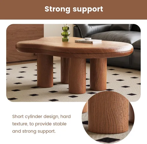 Vista 4 de Mesa de centro Mid-Century Modern Cloud con mesa espaciosa, mesa central irregular de 35.43 pulgadas de ancho con 4 patas sólidas, mesa de té