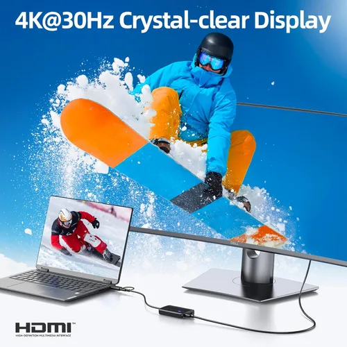 Vista 6 de Estación de acoplamiento, 18 en 1 USB C Docking Dtation 3 monitores para laptop Windows/MacBook Pro/Air/Thunderbolt 3 Dock con carcasa SSD 3 HDMI