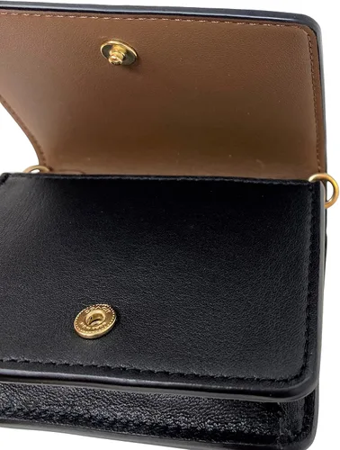 Vista 4 de Mini cartera en caja en una cadena en lona de la firma bloqueada