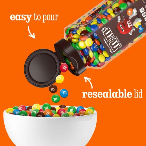 Vista 4 de M&M'S Frascos de caramelos de chocolate con leche a granel, surtido de caramelos de chocolate, caramelos a granel tamaño fiesta, bocadillos