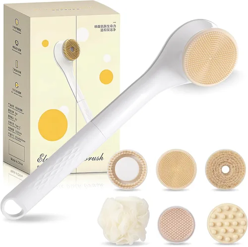 Vista 9 de Cepillo corporal eléctrico recargable para ducha, cepillo de baño exfoliante de mango largo para ducha, aplicador de loción para la espalda