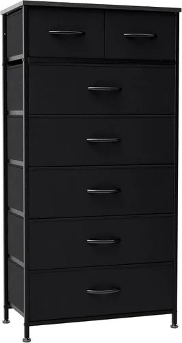 Vista 14 de Crestlive Products Cómoda para dormitorio, torre de almacenamiento alta y delgada, marco de acero resistente, parte superior de madera, cubos