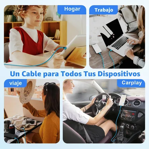 Vista 6 de Bynccea - Paquete de 5 cables USB C de 10 pies tipo C cargador de carga rápida de nailon trenzado USB A a USB C cable para Samsg Galaxy A15 A25 A35