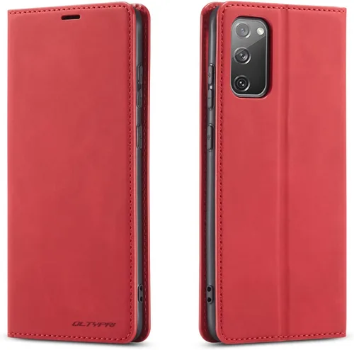Vista 8 de QLTYPRI Funda tipo cartera para Samsung Galaxy S20 FE, 3 tarjeteros, color verde Funda de piel sintética de alta calidad, cierre magnético