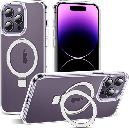 Vista 9 de SKYLMW - Funda compatible con iPhone 11 de 6.1 pulgadas, con soporte magnético invisible tipo anillo, funda translúcida de grado militar, compatible