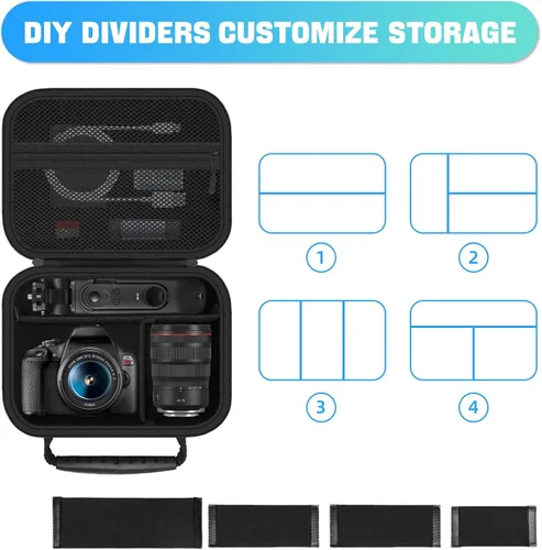 Vista 2 de Funda para cámara Canon EOS R50/R6 Mark II/R8/Rebel T7/R5/R10/R7/R100/R5 Mark II/R50V/RP/5D Mark IV/Rebel T6/SL3, lente y trípode, bolsa para cámara