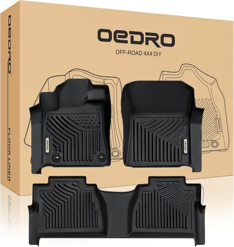 Vista 10 de OEDRO Alfombrillas compatibles con Toyota Tundra CrewMax Cab 2014-2021, juego de revestimientos delanteros y de segunda fila de ajuste personalizado