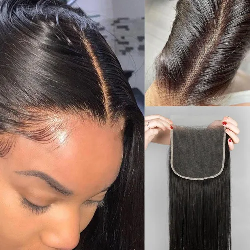 Vista 9 de KRN 5x5 HD Cierre de encaje, 0.1mm Ultra-delgado Invisible Cierre de encaje HD Pequeño Nudo Único Pre-arrancado con Cabello de Bebé 12A Grado