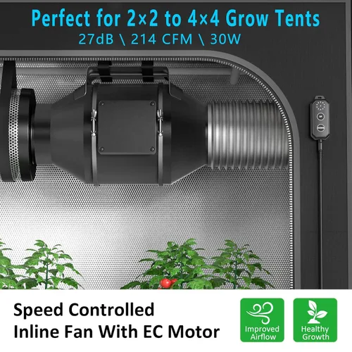 Vista 7 de Toolazy Ventilador de conducto en línea de 4 pulgadas, 214 CFM, ventilador de escape con controlador de velocidad variable del 0 al 100%, motor EC