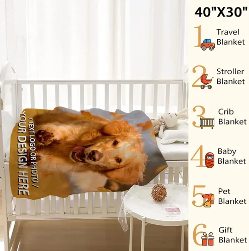 Vista 3 de Manta personalizada para mascotas con foto y nombre, manta de texto con imagen personalizada para Año Nuevo, cumpleaños, novio, papá, mamá, amigos