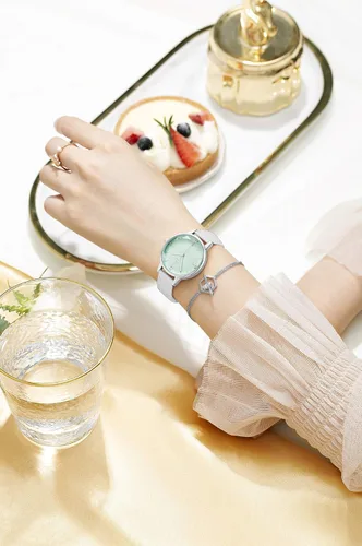Vista 5 de SK - Reloj de pulsera para mujer, correa de piel, de cuarzo, reloj de lujo japonés de cuarzo.