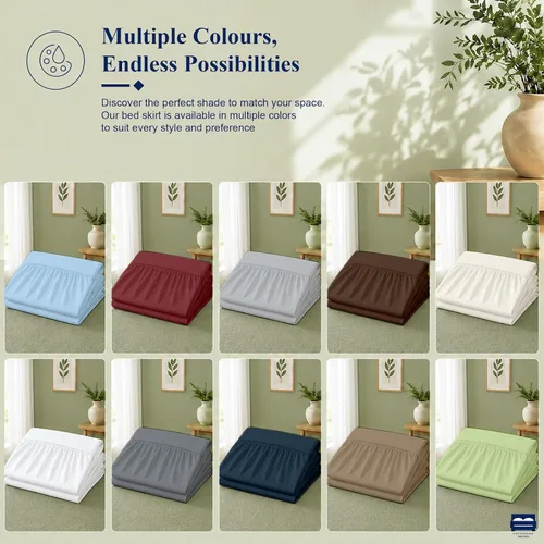 Vista 7 de Falda de Cama para Dormitorio Cottingon, 100% Microfibra, Blanca, Individual XL - 76 cm de Caída