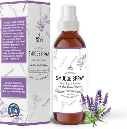 Vista 13 de SOUL STICKS Spray de Palo Santo y Sándalo para Limpieza y Energía Negativa Spray de Palo Santo 3.5oz con Cristales de Cuarzo Reales Spray