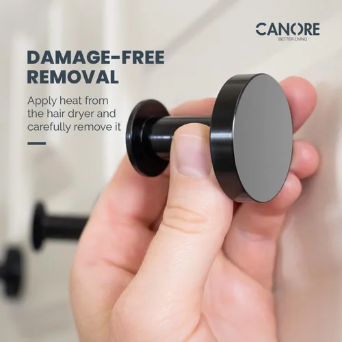 Vista 6 de Ganchos de pared adhesivos fuertes, para pegar en el baño, cocina, gancho para toallas, juego de 2 ganchos de metal negro, soporte para toallas