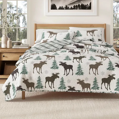 Vista 12 de Great Bay Home Juego de edredón de microfibra de 2 piezas Twin/Twin XL con fundas de almohada, diseño reversible de patchwork americano, juego