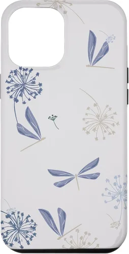 Vista 26 de Bonita funda para iPhone 17 con diseño de libélula de diente de león azul lavanda beige