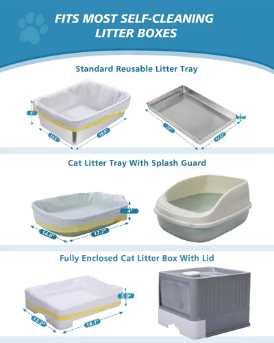 Vista 3 de KONE 45 forros para cajas de arena para mascotas, bolsas automáticas de arena para gatos, bolsas de basura para gatos con cordón grueso y a prueba