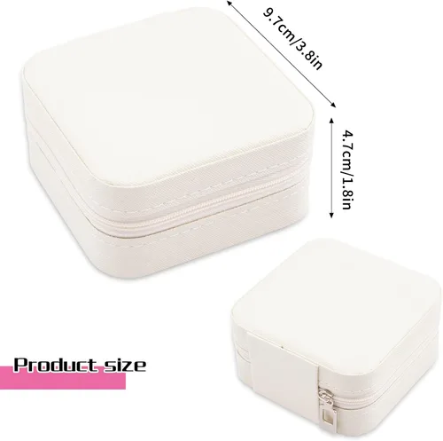 Vista 4 de Mini joyero portátil de viaje de cuero para joyas organizador de anillos caja de regalo para niñas y mujeres blanco