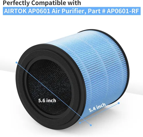 Vista 2 de Paquete de 2 filtros de repuesto AP0601 compatibles con purificador de aire AIRTOK AP0601, parte # AP0601-RF, con tabletas de aromaterapia