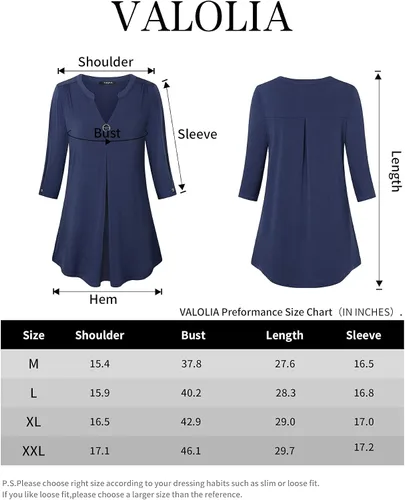 Vista 5 de VALOLIA - Blusa de verano con cuello en V de manga 34, casual, holgada, para el trabajo