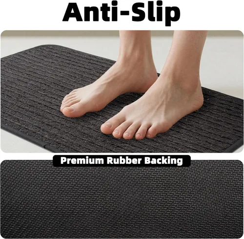 Vista 3 de Alfombra de Baño Fina Antideslizante con Respaldo de Goma de Secado Rápido Súper Absorbente Alfombras de Baño que Caben Debajo de la Puerta