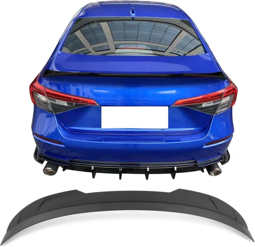 Vista 11 de IKON MOTORSPORTS, alerón para cajuela compatible con Honda Civic Sedán 4 puertas 2022-2026, alerón trasero estilo FE-C de fibra de carbono
