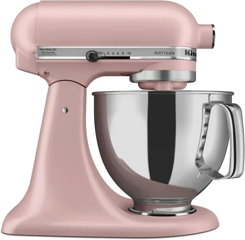 Vista 14 de KitchenAid Artisan Series Batidora de Pie con Cabezal Inclinable de 5 Cuartos con Escudo Vertedor KSM150PS, Crema de Almendra