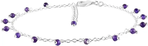 Vista 19 de Yanara Tobilleras de piedras preciosas para mujer, piedra natal natural, chapada en plata, joyería hecha a mano en 8.5 + 1.5 pulgadas, cristales