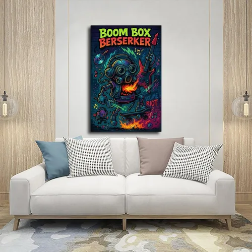 Vista 5 de KKAIO Boom Box, A Retro Sound Box by Crazy Audio Maniac, Is A Punk Street Pop Style Canvas Art Poster And Wall Art Picture Print Modern Family