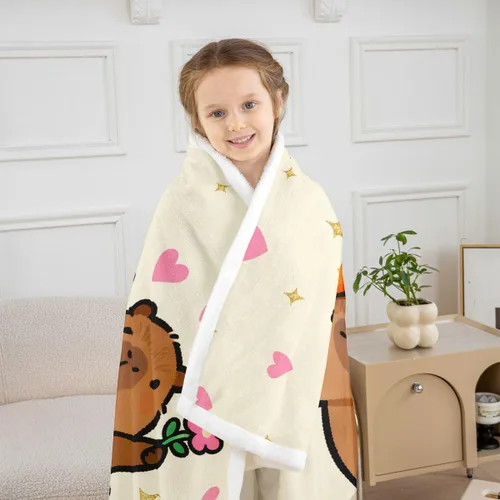 Vista 2 de Erosebridal Funny Capybaras Blanket Capybara Lover Gifts Cute Fleece Blanket for Kids Girls Boys, Capybara Decorations Blankets 40"x50", Kawaii