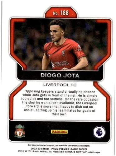 Vista 2 de 2022-23 PANINI PRIZM PREMEIR LEAGUE # 188 DIOGO JOTA LIVERPOOL FC FÚTBOL TARJETA OFICIAL DEL PRO