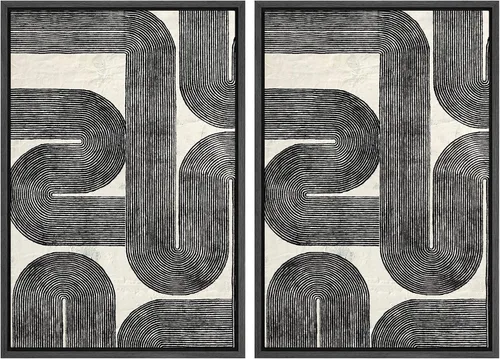 Vista 173 de SIGNWIN Lienzo enmarcado para pared, ilustraciones abstractas texturizadas en tonos beige terrosos, arte moderno, decorativo, contemporáneo