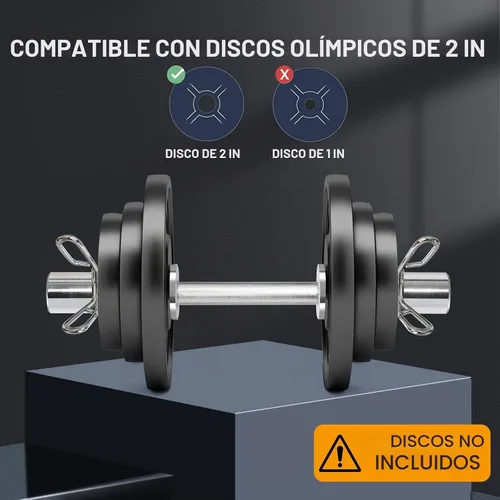 Vista 5 de Uboway Manijas de mancuernas olímpicas de 16"/20": barras de mancuernas cargables, asas de levantamiento de pesas resistentes, compatibles con placa