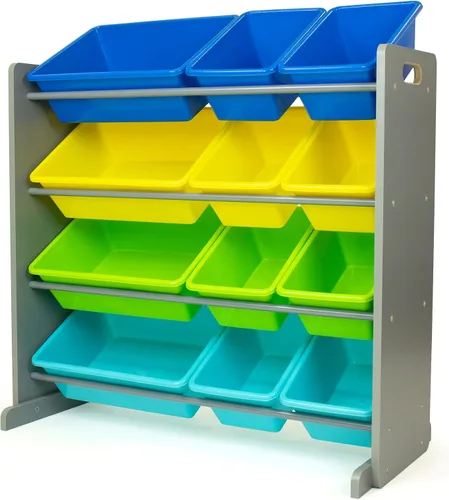 Vista 17 de Humble Crew Organizador de almacenamiento de juguetes para niños con 12 cubos de plástico, camuflado, contenedores extraíbles para sala