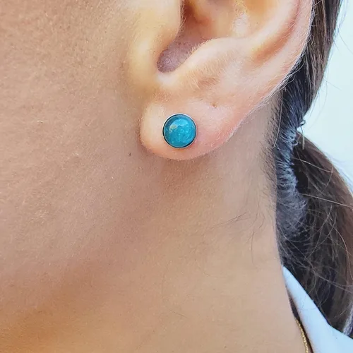 Vista 93 de Pendientes naturales de 0.236 in con chapado en oro blanco sobre plata de ley, bisel cabujón de piedras preciosas regalo de joyería para ella