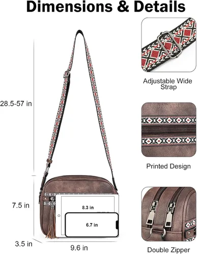 Vista 6 de FADEON Bolsos cruzados para mujer y mochila para laptop Colección Marrón