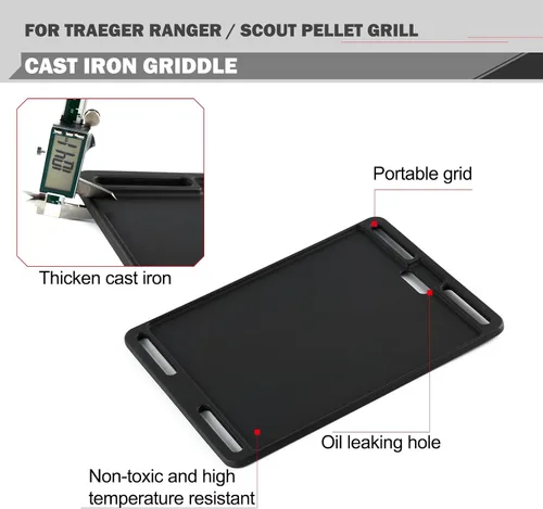 Vista 3 de Oklagarden BAC460 - Repuesto de plancha para parrilla Traeger, piezas de parrilla de hierro fundido Traeger Ranger TFT18KLD Scout Parrilla TFT18PLDO