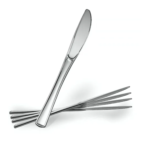 Vista 11 de Plasticpro Tenedores desechables de plástico plateado resistente, cubiertos de plástico elegante que parecen cubiertos de plata real, utensilios