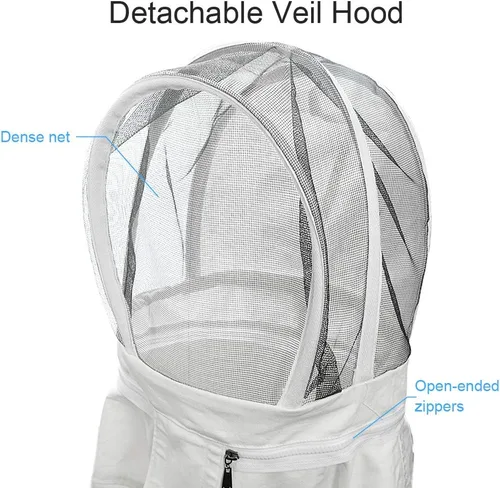 Vista 5 de Luwint Trajes de apicultura para niños, traje de apicultor de protección completa con guantes y capucha de velo autoportante (3'11''-4'2'' de altura)