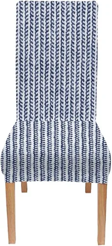 Vista 62 de TOMWISH Juego de 2 fundas para sillas de comedor, color turquesa y gris, fundas elásticas para sillas Parsons, de elastano, lavables, protectores