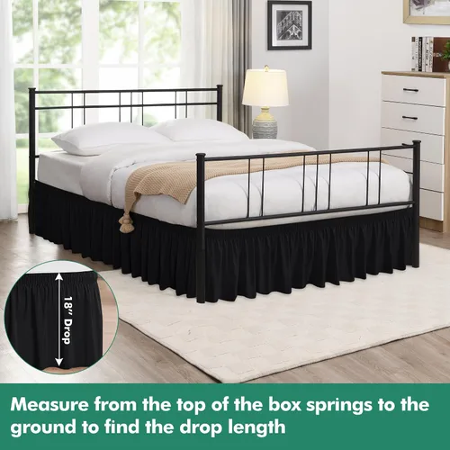 Vista 79 de Biscaynebay Faldas de cama envolventes con esquinas divididas para camas Twin/Twin XL de 15 pulgadas de caída, volantes de polvo elásticos Negro